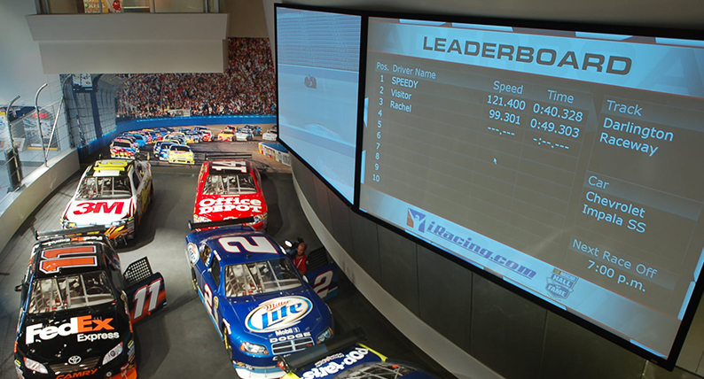 The iRacing Simulation Installment at the NASCAR Hall of Fame in Charlotte, North Carolina, USA.